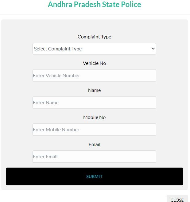 Andhra Pradesh Traffic Police online Complaint