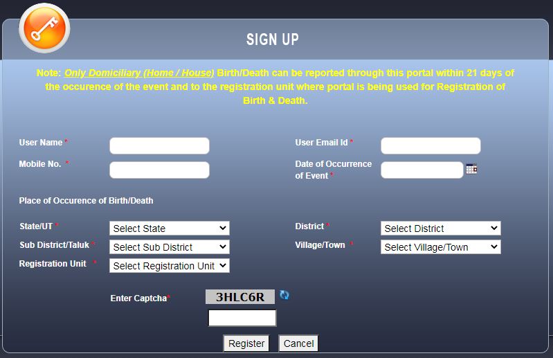 Birth Registration online