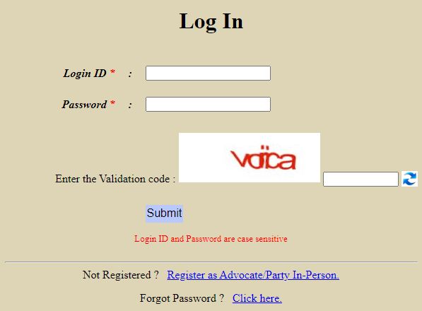 Delhi High Court Login Menu