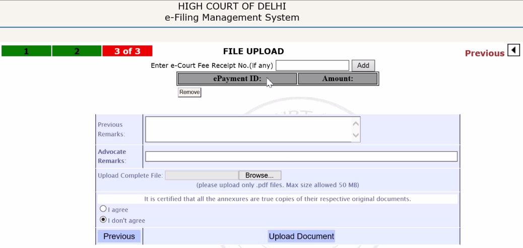 Delhi High Court file Petition online