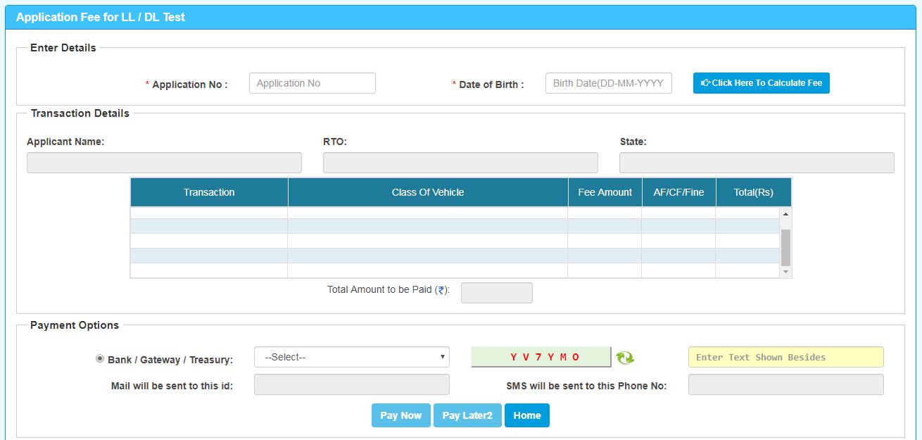 DL Pay fee online