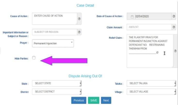 Efiling Case Details