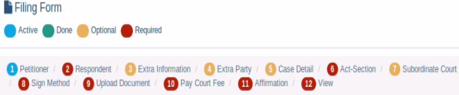 Ecourt filing color coding