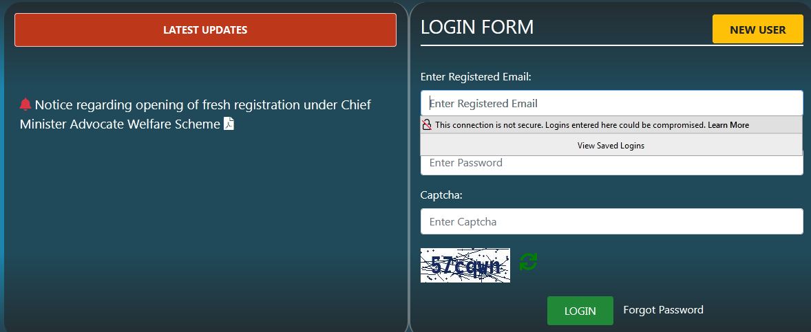 Delhi Government Advocate insurance Login Form