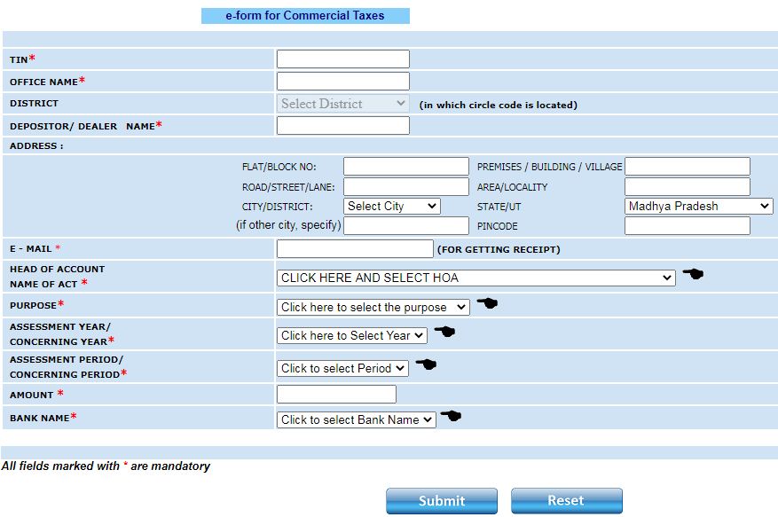 MP Commercial Tax online Payment