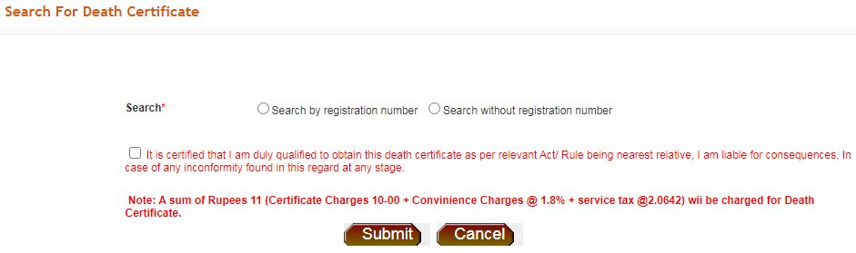 NDMC MCD Death Certificate online