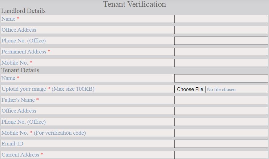 Noida Police Tenant Verification form fill