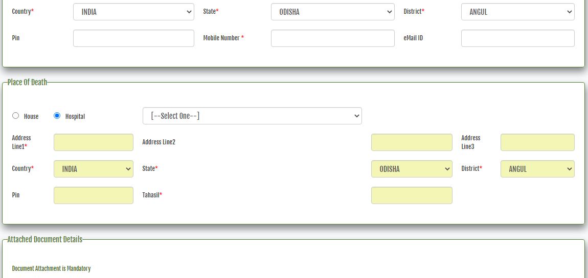 Odisha death registration online
