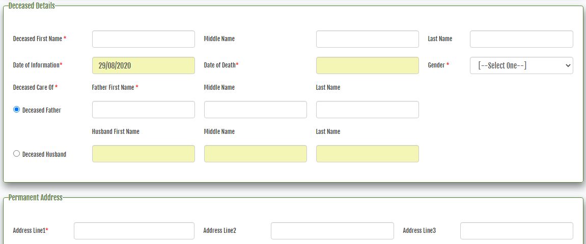 Odisha Death Registration Deceased details