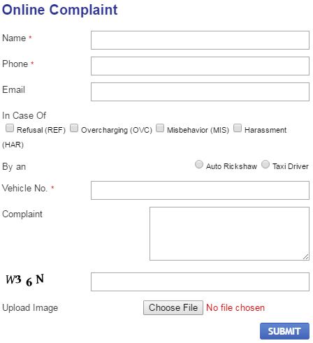 Online Complaint Autorickshaw, TSR