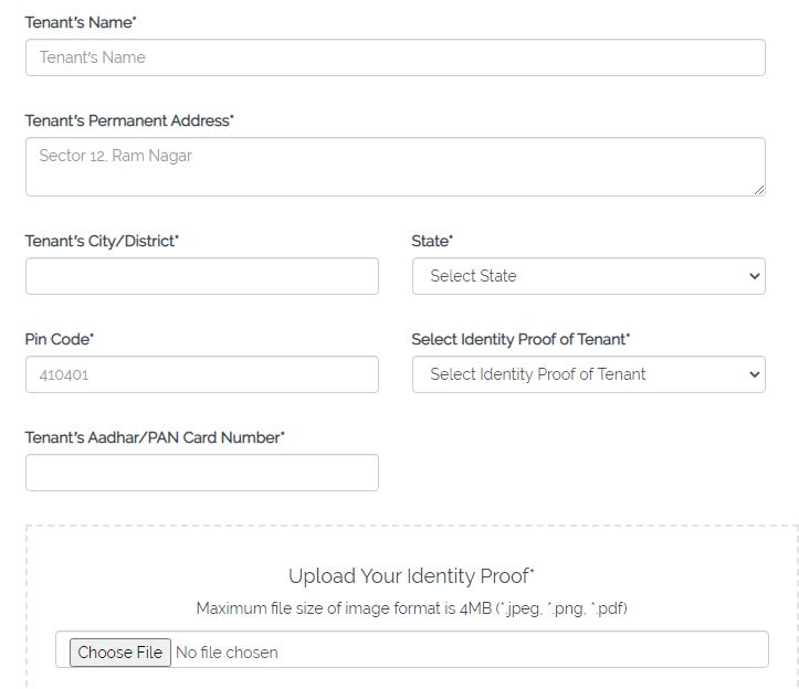 Palghar Police Tenant's Details