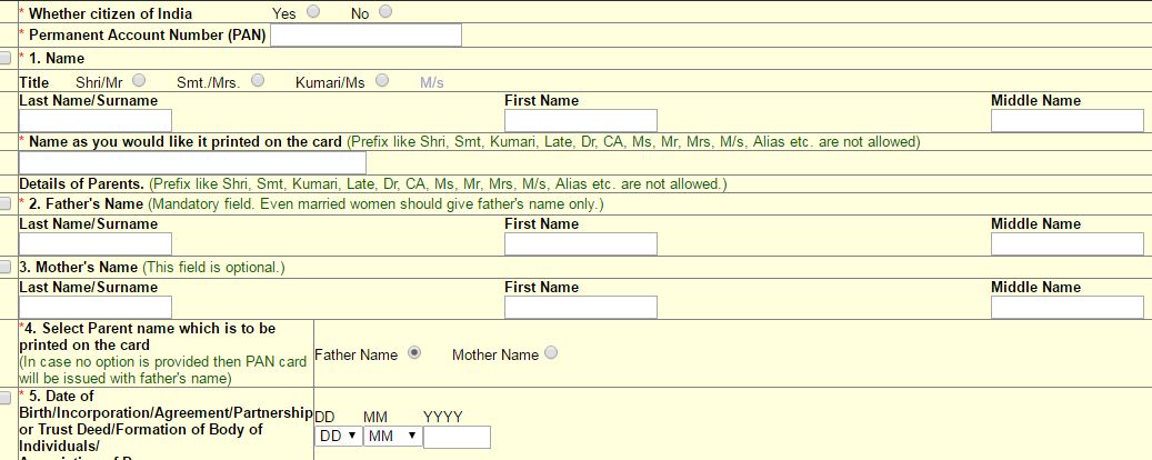 PAN card data correciton