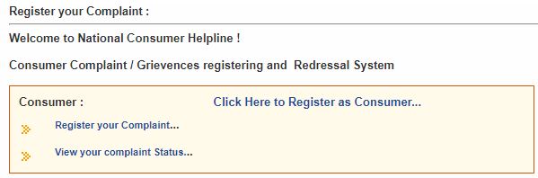 Register Complaint with National Consumer Helpline