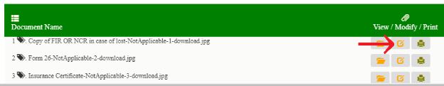 RTO document modify online