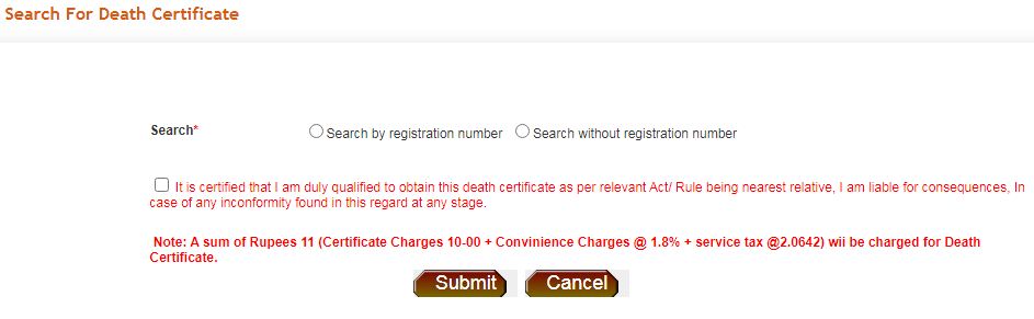 SDMC death Certificate online