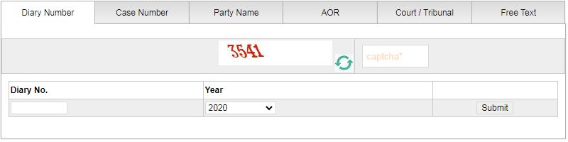 Supreme Court Case Status by Diary Number