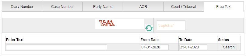 Supreme Court Case status search by free text