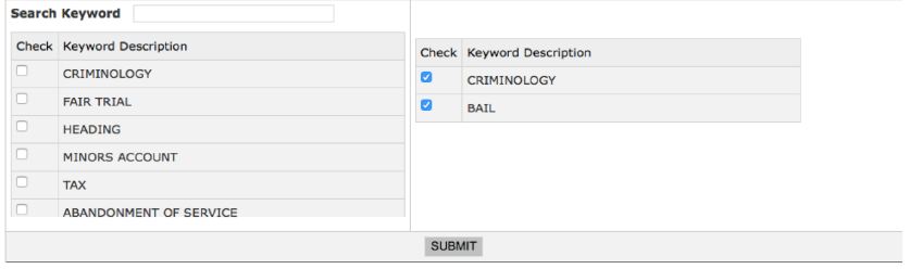 Supreme Court online filing category