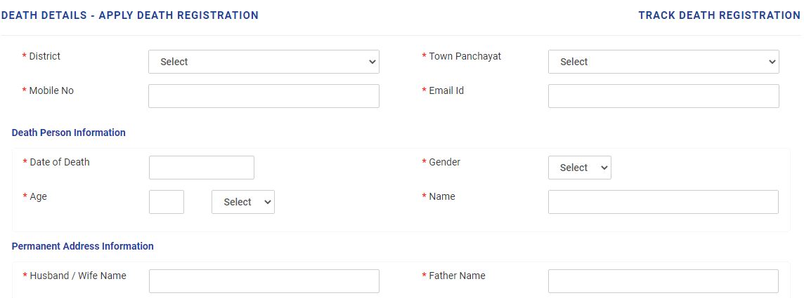 Tamil Nadu apply for death registration online