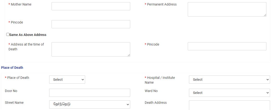 Tamil Nadu register death online
