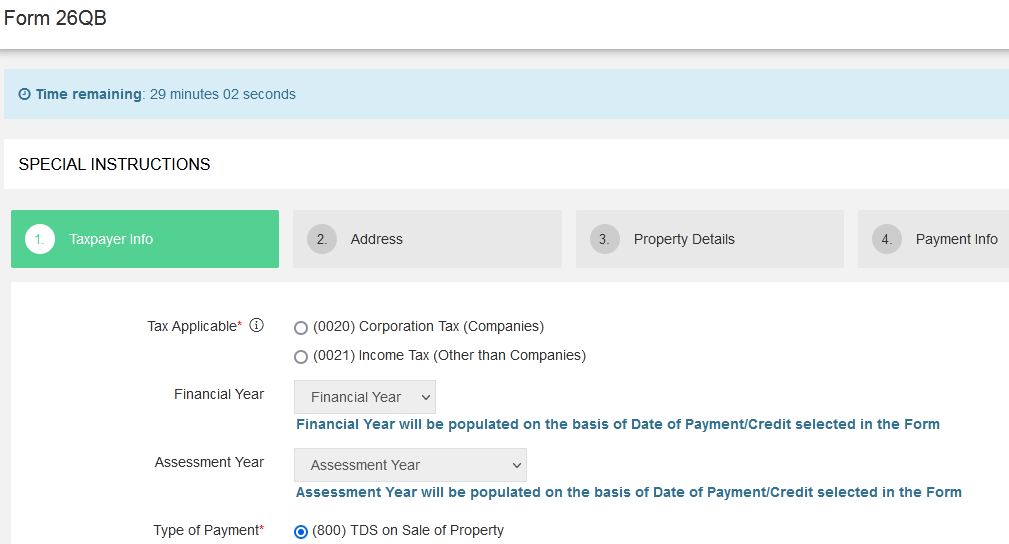 TDS on Property pay online