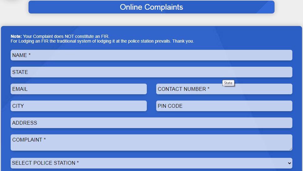 Thane Rural Police Online Complaint