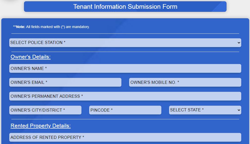 Thane Rural Police Tenant Verification Form