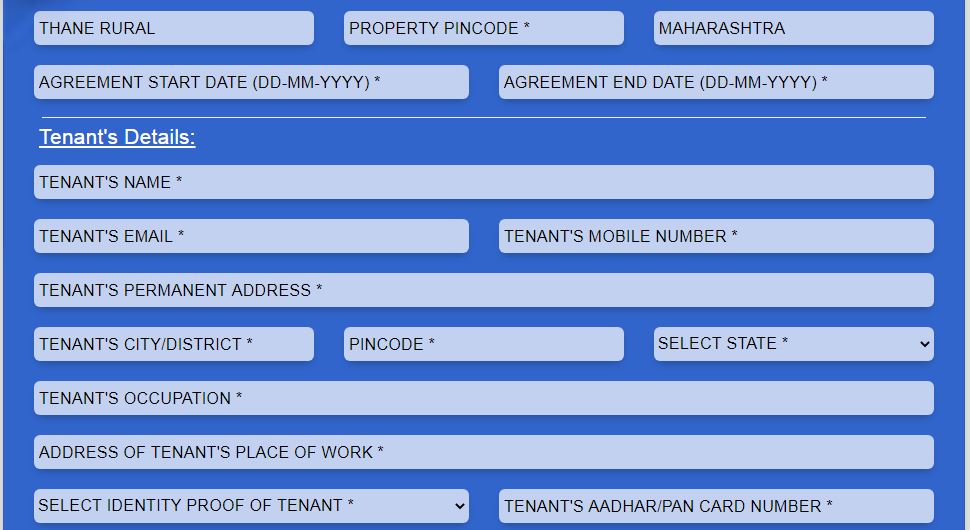 Thane Rural Police Tenant Information Form