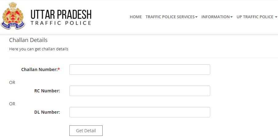 UP Traffic Police Challan online