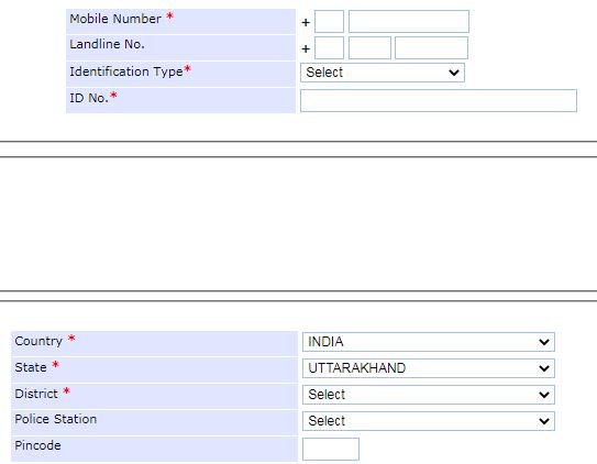 Uttrakhand Police Tenant Verification applicaton