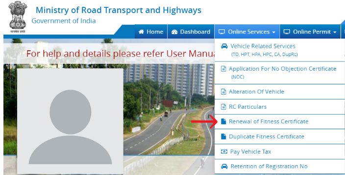 Vehicle Fitness Certificate renewal online